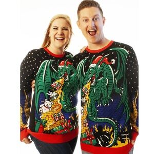 Ugly Christmas Party Knitted Sweater Christmas Dragon XXL